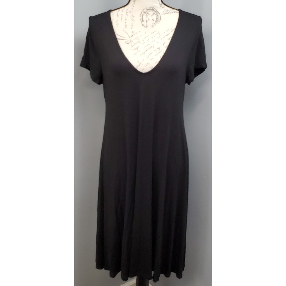 Torrid Shift Dress Womens 00 Black Short Sleeve V-Neck Casual Comfort Pullover